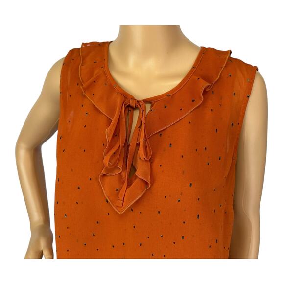Cabi Sprinkle Ruffle Top Orange Sleeveless Double Layer #3764 Size M - Picture 8 of 12